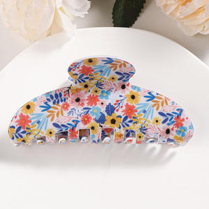 Nouvelles pinces à cheveux en PVC avec imprimé floral, accessoire capillaire simple, frais et élégant avec pince de maintien - Product Image 6