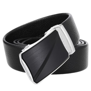 <span class=keywords><strong>Ceinture</strong></span> en cuir automatique pour homme avec boucle à cliquet géométrique à motif filigrané en cuir de vachette - Product Image 2