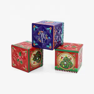 Caixa de lata de chocolate fofa de Natal para presente, caixa de doces, folha de flandres personalizada para latas de metal para bolo e café