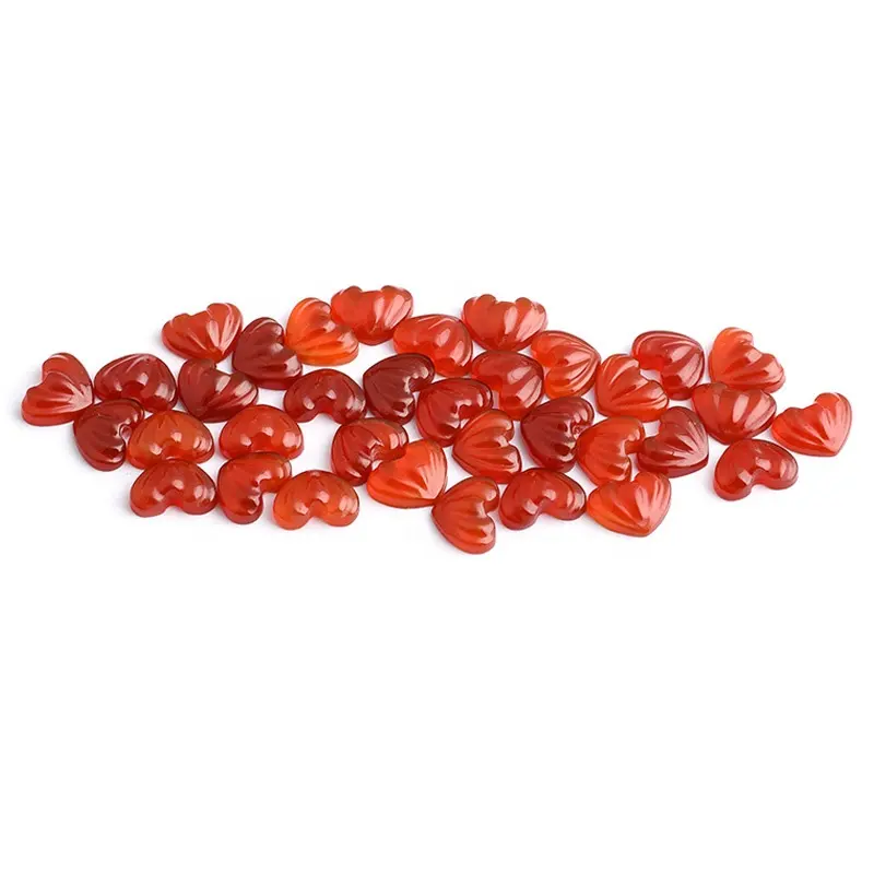 Preço de Fábrica Natural Ágata Vermelha 6.7x8.7x3mm Em Forma De Coração Ágata Vermelha Pedras Preciosas Soltas