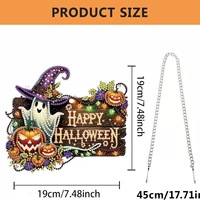 Kit de peinture diamantée Halloween, attrape-soleil acrylique à suspendre, forme irrégulière, peinture diamantée à forets ronds pour adultes