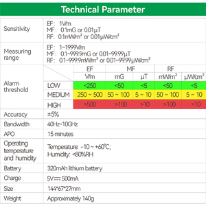 RD637 profesional EMF Meter 3-radiasi radiasi medan elektromagnetik detektor genggam portabel frekuensi Radio <span class=keywords><strong>Tester</strong></span> - Product Image 6