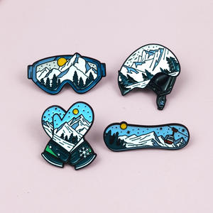 Broche personnalisée mignonne en émail souple pour vêtements d'enfants, occasions de mariage et de fiançailles, avec logo de sport de ski - Product Image 4