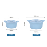 Bol vapeur portable en silicone de qualité alimentaire, bleu ciel, personnalisé, 600 ml, 1280 ml, 3 compartiments, pour aliments et viande, compatible micro-ondes