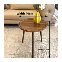 Petite table basse ronde en bois massif de style Wabi-Sabi pour appartement et balcon, utilisation comme table de chevet
