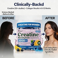 Gummies de créatine monohydrate OEM/ODM 5000mg + Collagène 500mg + Vitamine D3 20mcg Non-OGM Végétaliennes pour la récupération musculaire et la beauté des femmes