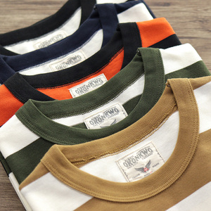 280g Retro biển Linh Hồn T-Shirt cho nam giới phụ nữ RộNg SọC thiết kế đôi sợi cố định dệt nặng cotton ngắn tay áo 100% cotton - Product Image 3