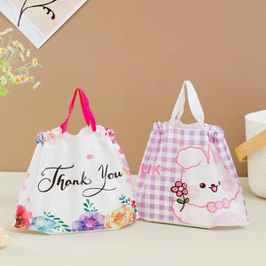 กระเป๋าถือสีดำมีหูหิ้วสำหรับใส่อาหารมีหูหิ้วทำจากพลาสติกพิมพ์ลายสกรีนทนทาน - Product Image 5