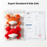 Boneka Kepiting Bordir Kawaii, Mainan Hewan Laut Merah Berbulu Lembut, Gantungan Tas Penghibur, Hadiah Ulang Tahun Unisex, Ransel Lucu
