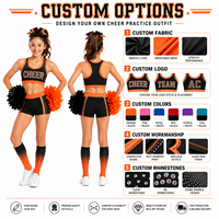 Conjunto de Top Deportivo para Animadoras, Personalizado, Negro y Naranja, con Logotipo de Bloques de Diamantes de Imitación, Pantalones Cortos Tipo Racerback, Calcetines, Conjunto de Práctica para Animadoras
