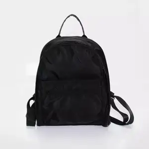 Custom Logo Low Price Durable Waterproof Student Knapsack Outdoor Black Leisure Shopping Bag Portable Nylon Stylish Backpack