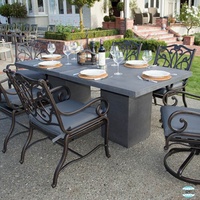 Ensemble de mobilier de jardin traditionnel en béton et ciment résistant à la corrosion, style décoratif moderne, table à manger, 6 pièces