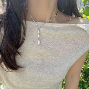 Collar de Perlas de Agua Dulce con Inyección de Oro de 14K, Estilo Dinámico y Moderno, Diseño de Espina de Serpiente con Forma de Arroz, Popular en Xiaohongshu - Product Image 2