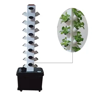 Vertical Farming 45 Plants Sites Vertical Hydroponic system Tower with Pump and Movable Water Tank