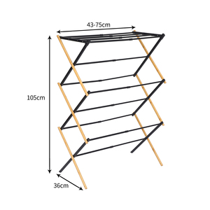 Tendedero de Ropa Plegable Personalizable de 3 Niveles, Portátil, de Acero y Bambú, Tipo Vertical - Product Image 6