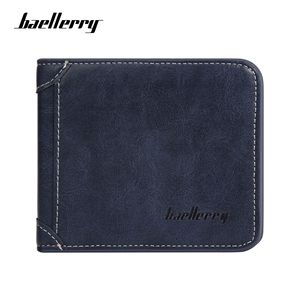 Portefeuille fin à double pli Baellerry pour homme, porte-cartes en cuir, anti-démagnétisation, couleur unie avec gaufrage de lettres - Product Image 5