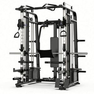 SK Wholesale Station d'entraînement multifonctionnelle complète 3 postes en acier, type Smith Machine, écologique, durable, noire, portable - Product Image 1