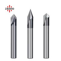 ZANHO Fraise à chanfreiner en carbure haute précision à 3 cannelures 60 90 120 pour gravure CNC et ébavurage, carbure super dur OEM