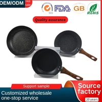 Poêle à frire classique nordique en aluminium de 18 cm antiadhésive avec manche en bois, écologique, pour cuisinière à gaz - Vente en gros