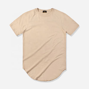 5% 氨纶180g勺圆底弯曲下摆t恤素色高品质t恤批发95% 棉男士空白休闲M-3XL - Product Image 3