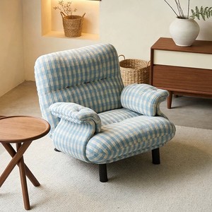<span class=keywords><strong>Fauteuil</strong></span> simple en tissu à carreaux bleus de style coréen - <span class=keywords><strong>Fauteuil</strong></span> de relaxation design <span class=keywords><strong>pour</strong></span> salon <span class=keywords><strong>et</strong></span> chambre à coucher - Product Image 4