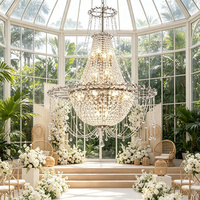 Lustre en cristal en forme de panier conique avec cadre en métal noir, lampe suspendue pour escalier en colimaçon, hall de villa, décoration de salle de mariage