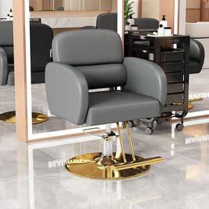 Modern Design Office Furniture <b>Brown</b> Leather Ergonomics Reclining Barber <b>Chair</b> with 360 Degree Swivel for Salon Barber Shop Use - Product Image 2