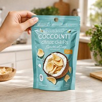 Sachet refermable mat avec trou de suspension pour chips de noix de coco grillées, emballage alimentaire en gros