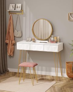 Schminktisch One Teiliges Set Mit <strong>Hocker</strong> and Drehbarem Spiegel-Customized Modern <strong>Design</strong> Wood Material - Product Image 2