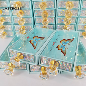 Hộp đựng mi giả từ tính OEM, bao bì mi giả nhãn hiệu riêng, hộp đựng mi giả trống đính đá, kim tuyến, pha lê - Product Image 3