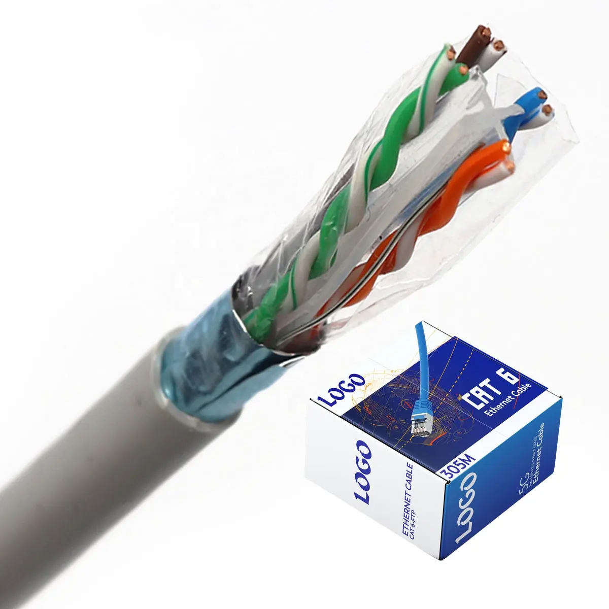 Personalizzazione impermeabile 305m 0.51 cca cu cat 6 6a 7 Cat6 Cat6a cat5e cat7 UTP FTP cavo di comunicazione di rete