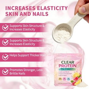 Poudre de protéines de lactosérum clair et de collagène 20g – Isolat de protéines de lactosérum clair, <span class=keywords><strong>bio</strong></span>-peptides pour la santé des muscles maigres, des cheveux, de la peau et des ongles - Product Image 3