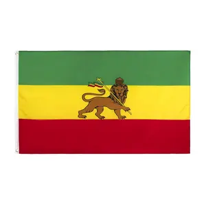 Pronto para enviar 100% Poliéster 3x5ft Stock Etiópia Ethiopian Lion of Judah Bandeira