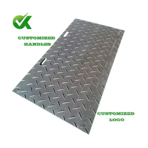 Tapis de route HDPE imbriqué, tapis de sol pour pelle robuste, plastique extrudé, HDPE 4x8 pieds, tapis de protection du sol
