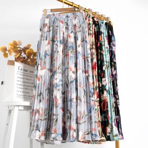 <span class=keywords><strong>Falda</strong></span> Elegante con Estampado Floral para Mujer, Cintura Alta, Vestido de Gasa para Playa de Verano, <span class=keywords><strong>Falda</strong></span> <span class=keywords><strong>Larga</strong></span> Informal para Mujer - Product Image 2