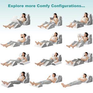 Almohada de elevación de piernas poscirugía, 6 piezas, espuma viscoelástica, alivio de hombros, sistema de cuña de cama y almohada corporal para después de la cirugía - Product Image 5