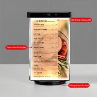 YunJi Boîte lumineuse de menu décorative LED rotative rechargeable pleine couleur avec support triangulaire, panneau de bureau en acrylique rétroéclairé, manuel