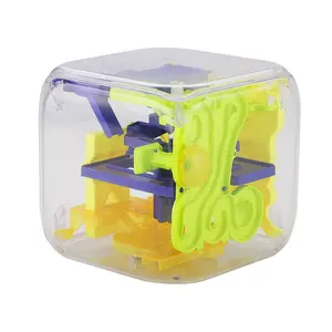3D funny brain fidget toy labyrinth rolling beads transparent square maze cube for kids