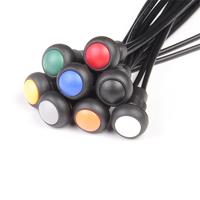 TOOWEI Interruptor de Botón Pulsador de 12mm 1NO Momentáneo y de Retención, Totalmente Sellado IP67, Precableado, de Plástico
