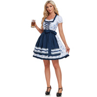 Ensemble de costume authentique de serveuse de bière bavaroise pour l'Oktoberfest pour femmes, comprenant une robe Dirndl, un tablier et une blouse, 100% polyester, marque Huayi