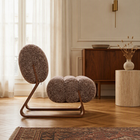 Boucle-Akzentstuhl Moderner Loungesessel Massivholzrahmen Wohnzimmermöbel Italienischer Stil Sessel für Zuhause Hotel Villa