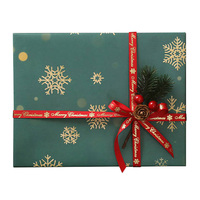 Boîte cadeau de Noël en carton recyclable vert avec motif d'arbre, étiquette personnalisée pour chapeau de Noël pour enfants, lamination brillante