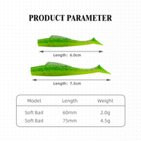 Leurre souple lumineux de 6 cm et 8 cm avec queue de pagaie, en PVC, pour la pêche au bar, au brochet et à la truite en eau douce