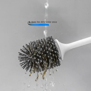 Zenidoo White Silicone Handheld Toilet <b>Brush</b> Wall-Mounted Eco-Friendly Quick <b>Drain</b> Plastic Handle Household Bathroom Cleaning - Product Image 5