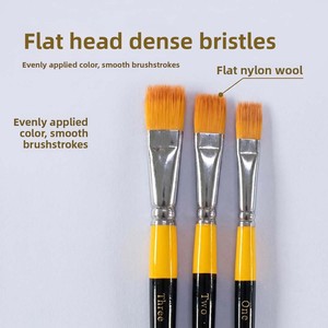 Ensemble de pinceaux plats professionnels à poils en nylon pour aquarelle et <span class=keywords><strong>peinture</strong></span> à l'huile, application épaisse et uniforme, sans perte de poils, grandes, moyennes et petites tailles - Product Image 4