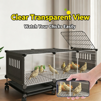 Cage à poulets et cailles robuste en plastique PP avec plateau, emballage en boîte, fenêtre transparente et système anti-évasion pour extérieur et intérieur