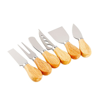 Ensemble de couteaux à fromage et à beurre en acier inoxydable avec gravure personnalisée du logo, manches en bois, outils de découpe pour fromage et beurre