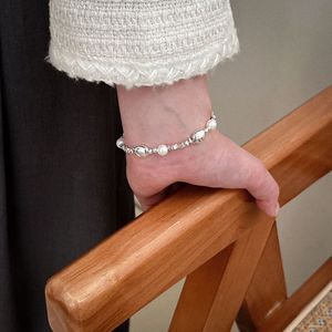 Yinruitai S925 Sterling Silver Pearl <b>Bracelet</b> With Small Silver Pieces For Women Everyday Wear - Product Image 3