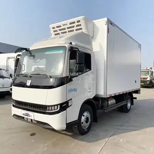 China 0 km gebrauchter gekühlter van transportwagen 5 tonnen fleisch transport kühlschrank lkw elektroauto für gefrorenes fleisch und hühnchen