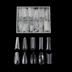 2023 Neue OEM 120pc Großhandel Quick Building Mold Tipps UV Gel Square Stiletto Dual Forms 12 Designs Mixed Gel Pen Clear Clip